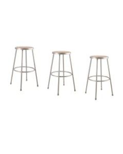 National Public Seating Hardboard Task Stool 30inH, Gray Seat/Gray Frame, Set of 3