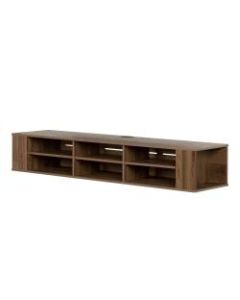 South Shore City Life Wall-Mounted Media Console For TVs Up To 66in, 11-1/2inH x 68-1/4inW x 16-1/4inD, Natural Walnut