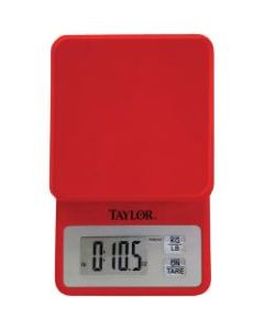 Taylor Compact Digital Kitchen Scale, 11 Lb, Red
