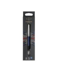 Parker Jotter Fountain Pen, Medium Point, 1.0 mm, Blue/Stainless-Steel Barrel, Blue Ink