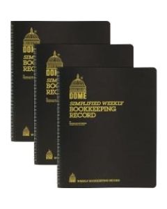 Dome Bookkeeping Record Book - 128 Sheet(s) - Wire Bound - 8 3/4in x 11 1/4in Sheet Size - Brown Cover - Recycled - 3 / Bundle