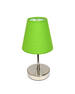 Simple Designs Mini Basic Table Lamp, 10in, Green Shade/Sand Nickel Base