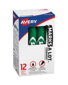 Avery Regular Desk Style Permanent Markers - Regular Marker Point - 4.7625 mm Marker Point Size - Chisel Marker Point Style - Green - Green Plastic Barrel - 1 Dozen