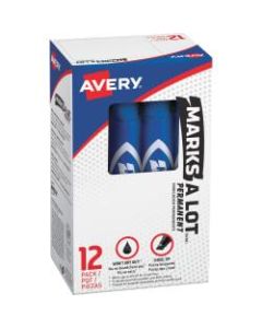 Avery Regular Desk Style Permanent Markers - Regular Marker Point - 4.7625 mm Marker Point Size - Chisel Marker Point Style - Blue - Blue Plastic Barrel - 12 / Dozen