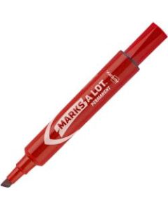 Avery Marks-A-Lot Regular Desk-Style Permanent Markers, Chisel Tip, 4.76 mm, Red Barrel, Red Ink, Pack Of 12 Markers