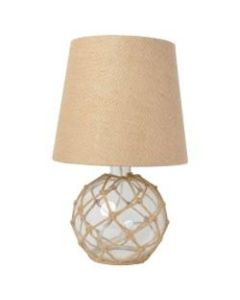 Elegant Designs Buoy Netted Glass Table Lamp, 15-1/4inH, Burlap Shade/Clear Base