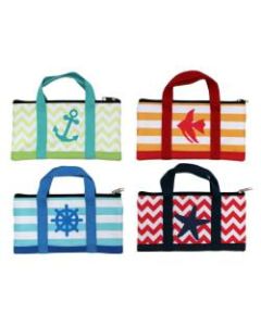 Inkology Beach Bag Pencil Pouches, 8-3/4in x 4-3/4in, Assorted Colors, Pack Of 8 Pouches