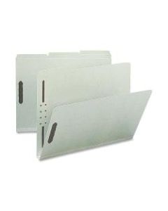 Nature Saver 1/3-Cut Pressboard Fastener Folders, Letter Size, 1in Expansion, 75% Recycled, Gray Green, Box Of 25