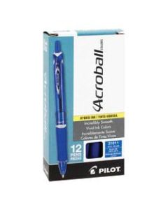 Pilot Acroball Retractable Hybrid Gel Pens, Medium Point, 1.0 mm, Translucent Blue Barrel, Blue Ink, Pack Of 12 Pens