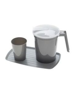 Medline Water Tumbler & Pitcher Sets With Tray, Graphite, Pack Of 12