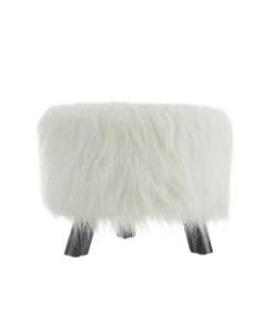 Linon Home Decor Products Claire Faux Fur Ottoman, White