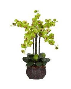 Nearly Natural 31inH Silk Phalaenopsis Arrangement With Decorative Pot, Green