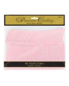 Amscan Premium Plastic Forks, 7-1/4in, Blush Pink, 48 Forks Per Pack, Set Of 3 Packs