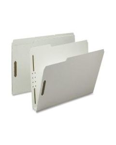 Nature Saver 1/3-Cut Pressboard Fastener Folders, Letter Size, 2in Expansion, 100% Recycled, Gray Green, Box Of 25