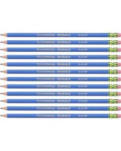 Dixon Eraser-Tipped Checking Pencils, HB Lead, Blue Lead, Pack Of 12 Pencils