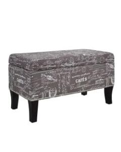 Linon Home Decor Products Monica Bench, Grey Script