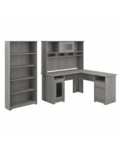 Bush Furniture Cabot 60inW L-Shaped Computer Desk With Hutch And 5-Shelf Bookcase, Modern Gray, Standard Delivery