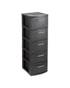 Inval Infinity 5-Drawer Storage Cabinet, 39inH x 12-5/8inW x 14-5/8inD, Espresso