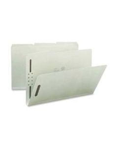 Nature Saver 1/3-Cut Pressboard Fastener Folders, Legal Size, 1in Expansion, 100% Recycled, Gray Green, Box Of 25