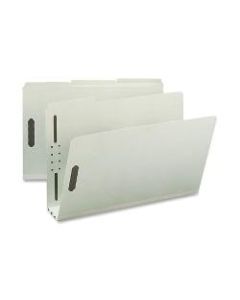 Nature Saver 1/3-Cut Pressboard Fastener Folders, Legal Size, 3in Expansion, 75% Recycled, Gray Green, Box Of 25