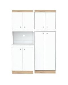 Inval Galley 2-Piece Kitchen Microwave Storage Cabinet System, 66-15/16inH x 23-5/8inW x 14-1/2inD, White/Vienes Oak