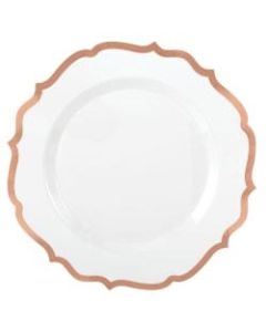Amscan Ornate Premium Plastic Plates With Trim, 7-3/4in, White/Rose Gold, Pack Of 20 Plates