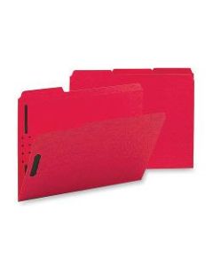 Sparco Color Fastener Folders With 2-Ply Tabs, Letter Size, Red, Box Of 50