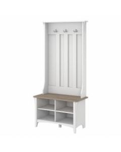 Bush Furniture Salinas Hall Tree with Shoe Storage Bench, Shiplap Gray/Pure White, Standard Delivery