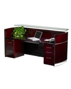 Mayline Napoli Reception Station, With 2 Pedestals, Mahogany