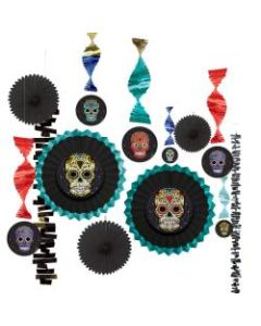 Amscan Paper and Foil Halloween Sugar Skull Room Decorating Kit, Multiple Sizes, Pack Of 2