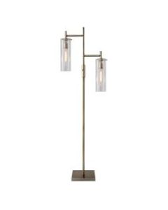 Adesso Dalton Floor Lamp, 64 1/4inH, Clear Shade/Brass Base