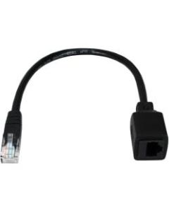 QVS 3-Pack 1ft 350MHz CAT5e/Ethernet PortSaver Black Patch Cord - 1 ft Category 5e Network Cable for Network Device, Hub - First End: 1 x RJ-45 Male Network - Second End: 1 x RJ-45 Female Network - Patch Cable - Black - 3