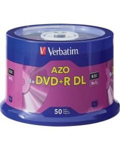 Verbatim DVD+R DL Branded Surface Spindle, 8.5GB, Pack Of 50