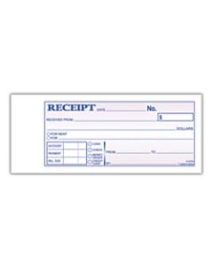 Adams Money/Rent Receipt Books, 7 3/16in x 2 3/4in, 3-Part, Carbonless, 50 Set Book