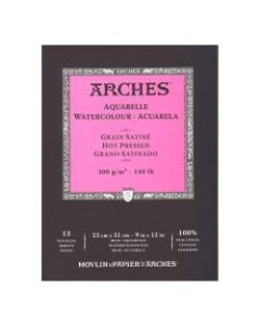 Arches Watercolor Pads, 9in x 12in, Hot-Pressed, 140 Lb, White, Pack Of 2