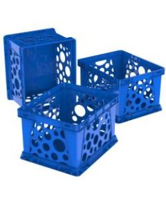 Storex Mini Crates, Medium Size, Blue, Pack Of 3