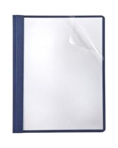 Oxford Linen Finish Clear Front Report Covers, Letter-Size, Navy, Box Of 25 Covers