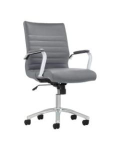 Realspace Modern Comfort Winsley Bonded Leather Mid-Back Managers Chair, Gray/Chrome