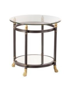 Southern Enterprises Allesandro End Table, Round, Clear/Dark Gray/Gold