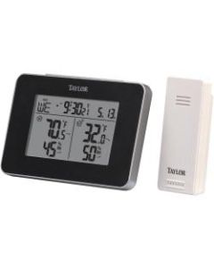 Taylor Wireless Indoor and Outdoor Weather Station with Hygrometer - LCD - Weather Station200 ft - Temperature, Humidity - Desktop - Black