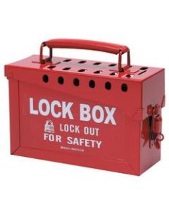 Lock Box, 6 in H x 9 in L x 3.5 in W, Red