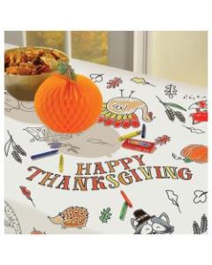 Amscan Thanksgiving Color-In Paper Table Cloth, 48in x 36in, Pack Of 3