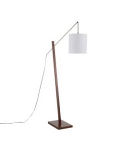 LumiSource Arturo Floor Lamp, 60inH, White Shade/Walnut Base