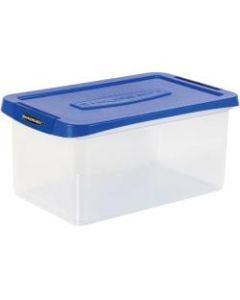 Bankers Box Heavy-Duty Plastic Storage Bin, Extra Deep 20in Letter, 10-3/8in x 14-1/4in, TAA Compliant, Clear/Blue, Pack of 1