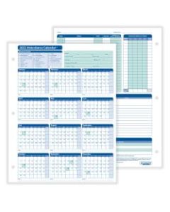 ComplyRight 2022 Attendance Calendar Cards, 8 1/2in x 11in, White, Pack Of 50