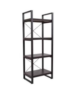 Flash Furniture 62inH 4-Shelf Etagere Bookcase, Charcoal