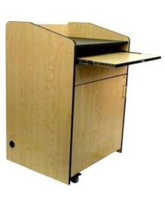AmpliVox SN3235 - Multimedia Presentation Podium - Rectangle Top - 30in Table Top Width x 25in Table Top Depth - 45in Height - Oak, Laminated - Melamine