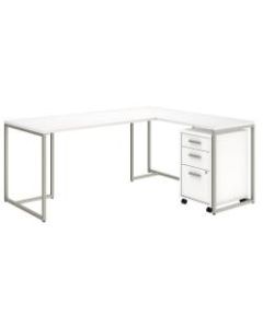 kathy ireland Office by Bush Business Furniture Method 72inW L Shaped Desk with 30inW Return and Mobile File Cabinet, White, Premium Installation