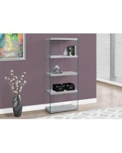 Monarch Specialties Open-Concept 5-Shelf Bookcase, Gray Cement-Look