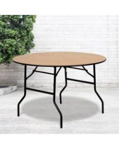 Flash Furniture Round Wood Folding Banquet Table, 30-1/4inH x 48inW x 48inD, Natural/Black